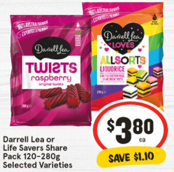 IGA Darrell Lea or ¹ Life Savers Share Pack 120-280g offer