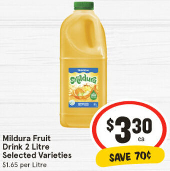 IGA Mildura Fruit Drink 2 Litre offer