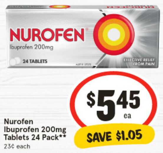 Nurofen Ibuprofen 200mg Tablets 24 Pack** offer at IGA