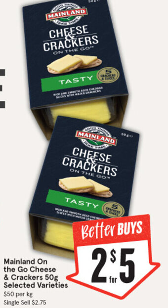 IGA Mainland On the Go Cheese & Crackers 50g offer