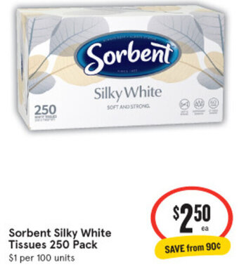 IGA Sorbent Silky White Tissues 250 Pack offer