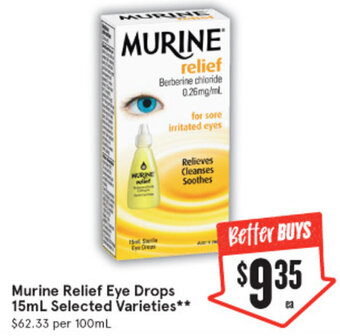 IGA Murine Relief Eye Drops 15mL offer