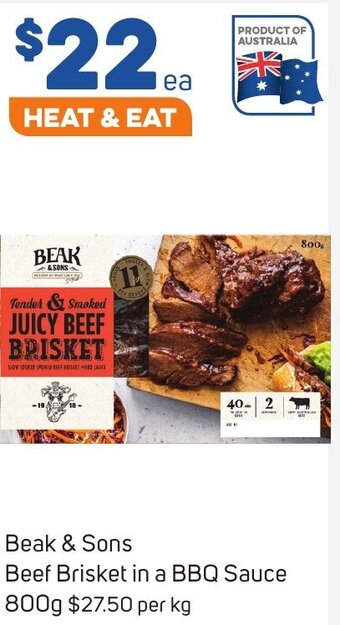 Foodland Beak & Sons Beef Brisket in a BBQ Sauce 800g offer