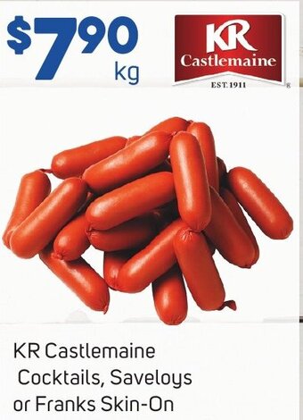 Foodland KR Castlemaine Cocktails, Saveloys or Franks Skin-On offer