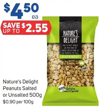 Foodland Nature's Delight Peanuts Salted or Unsalted 500g offer
