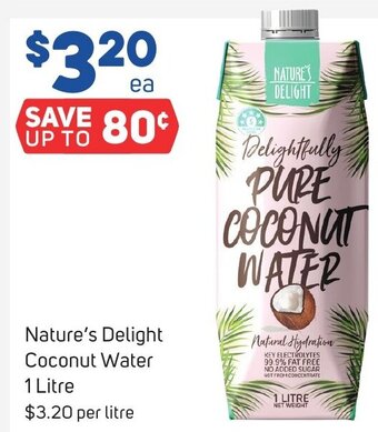 Foodland Nature's Delight Coconut Water 1 LITRE offer
