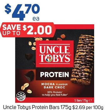 Foodland Uncle Tobys Protein Bars 175g offer