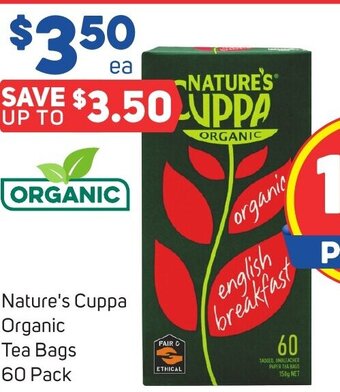 Foodland Nature's Cuppa Organic Tea Bags 60 Pack offer