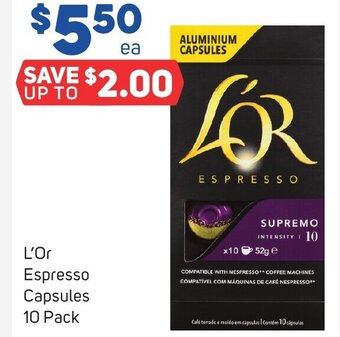 Foodland L'Or Espresso Capsules 10 Pack offer