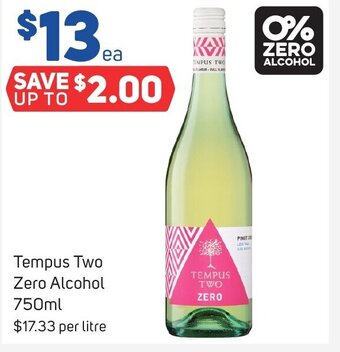 Foodland Tempus Two Zero Alcohol 750ml offer