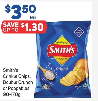 Foodland Smith's Crinkle Chips, Double Crunch or Poppables 90-170g offer