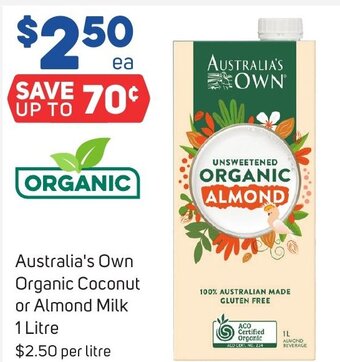 Foodland Australia's Own Organic Coconut or Almond Milk 1 Litre offer