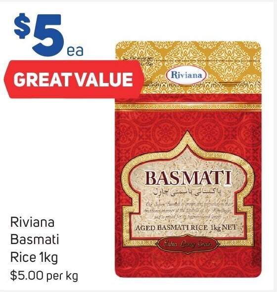 Riviana Basmati Rice 1kg offer at Foodland