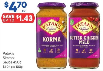 Foodland Patak's Simmer Sauce 450g offer