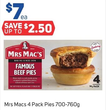 Mrs Macs 4 Pack Pies 700-760g