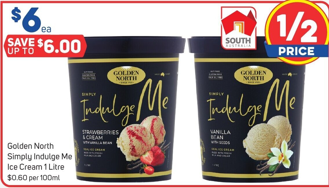 Golden North Simply Indulge Me Ice Cream 1 Litre offer at Foodland
