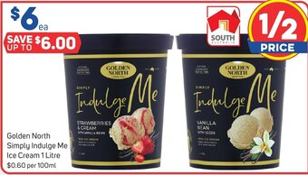 Foodland Golden North Simply Indulge Me Ice Cream 1 Litre offer
