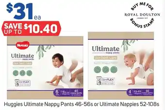 Foodland Huggies Ultimate Nappy Pants 46-56s or Ultimate Nappies 52-108s offer