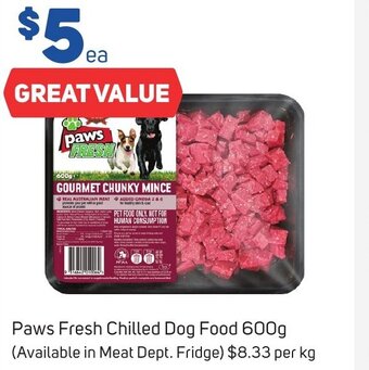 Foodland Paws Fresh Chilled Dog Food 600g offer