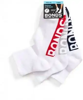 BIG W Bonds Mens 3-Pack Logo Socks - White offer