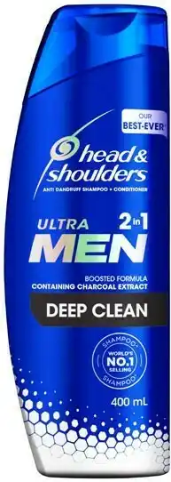 BIG W Head & Shoulders Ultra Men 2in1 Deep Clean Anti Dandruff Shampoo & Conditioner 400mL offer