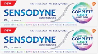 Soul Pattinson Chemist Sensodyne complete care + smart clean cool mint or extra fresh 100g offer