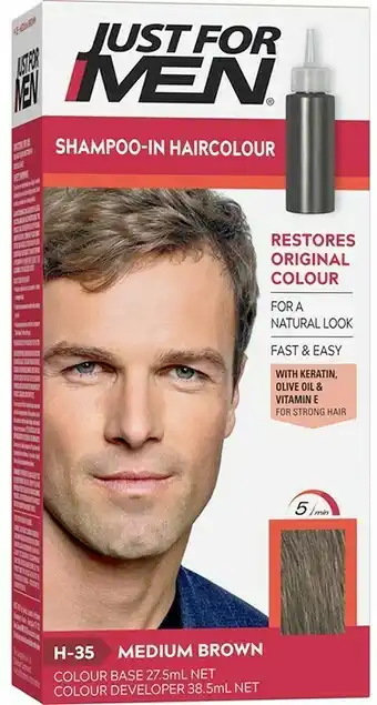 BIG W Just for Men Moustache & Beard Brush-In Colour Gel - Dark Brown offer