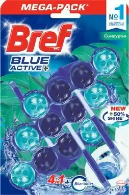 BIG W Bref Mega 3-Pack Blue Active Toilet Cleaner 50gms offer