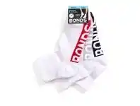 BIG W Bonds Mens 3-Pack Logo Socks Sizes 6-10, 11-14 - White offer
