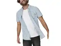 BIG W The 1964 Denim Company Printed Geo Chambray Short Sleeve Shirt Sizes S-3XL offer