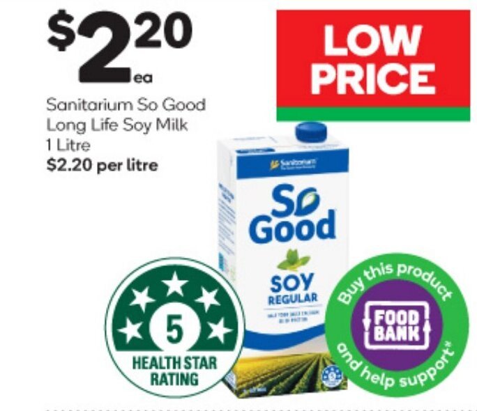 Sanitarium So Good Long Life Soy Milk 1 Litre offer at BIG W