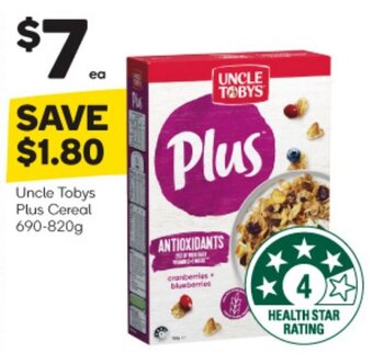Uncle Tobys Plus Cereal 690-820g
