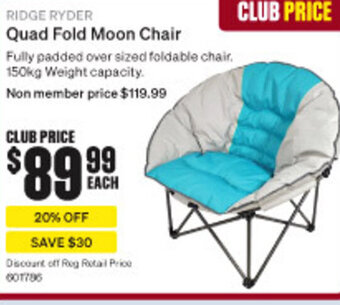 SuperCheap Auto RIDGE RYDER Quad Fold Moon Chair offer