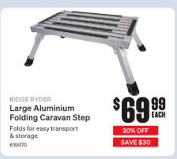 RIDGE RYDER Large Aluminium Folding Caravan Step offer at SuperCheap Auto