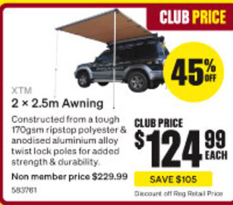 SuperCheap Auto XTM 2 x 2.5m Awning offer