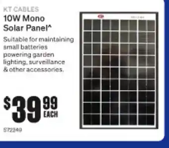 SuperCheap Auto KT CABLES 10W Mono Solar Panel offer
