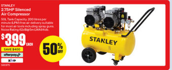 SuperCheap Auto STANLEY 2.75HP Silenced Air Compressor offer