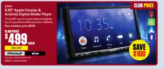 SuperCheap Auto SONY 6.95" Apple Carplay & Android Digital Media Player offer