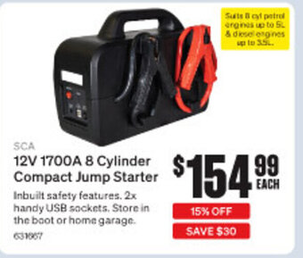SuperCheap Auto SCA 12V 1700A 8 Cylinder Compact Jump Starter offer