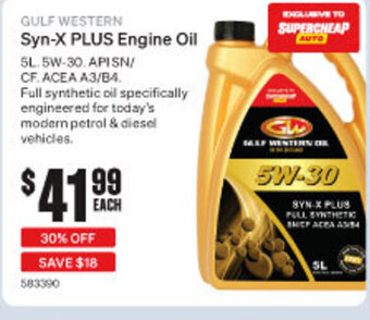 SuperCheap Auto GULF WESTERN Syn-X PLUS Engine Oil offer