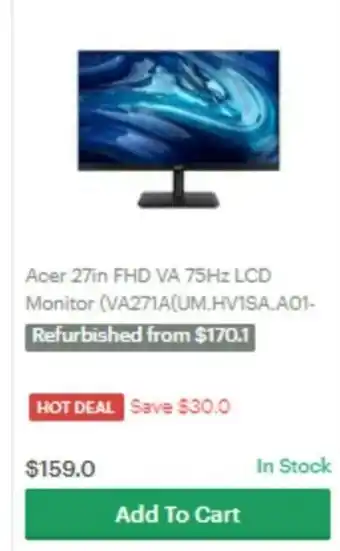 Acer 27in FHD VA 75Hz LCD Monitor (VA271A(UM.HVISA.A01-
