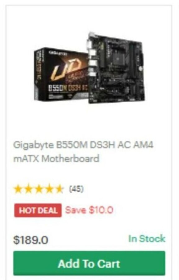 Gigabyte B550M DS3H AC AM4 mATX Motherboard offer at MSY Technology