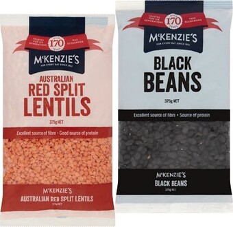 IGA Mckenzie's beans, lentils, peas or soup mix 375g selected varieties offer