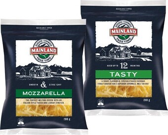 IGA Mainland tasty or mozzarella finely grated cheese 200g offer