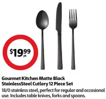 Coles Gourmet Kitchen Matte Black StainlessSteel Cutlery 12 Piece Set offer