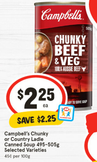 IGA Campbell's Chunky or Country Ladle Canned Soup 495-505g offer