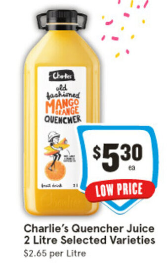 IGA Charlie's Quencher Juice 2 Litre offer