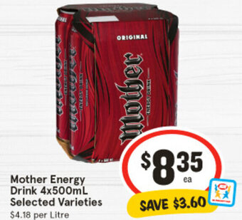 IGA Mother Energy Drink 4x500mL offer
