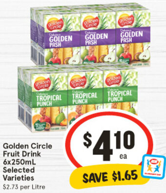 IGA Golden Circle Fruit Drink 6x250mL offer