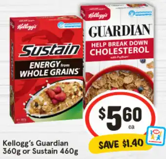 IGA Kellogg's Guardian 360g or Sustain 460g offer